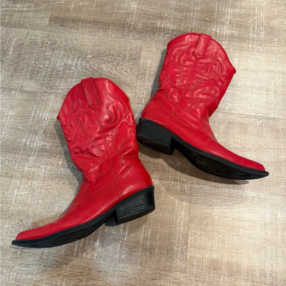 Madden Girl Red Leather Western Boots